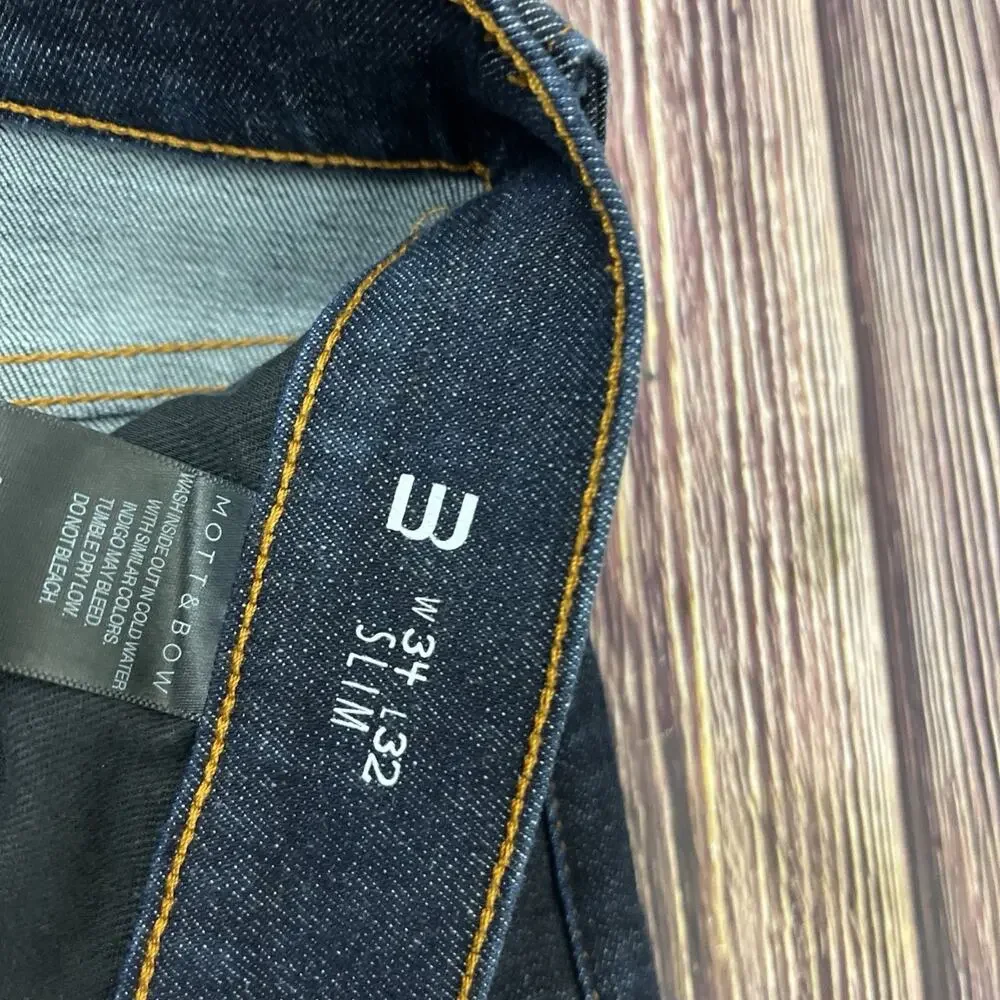 Mott & Bow Dark Blue Slim Jeans Mens Size 34x32 (Actual 34x32) Stretch